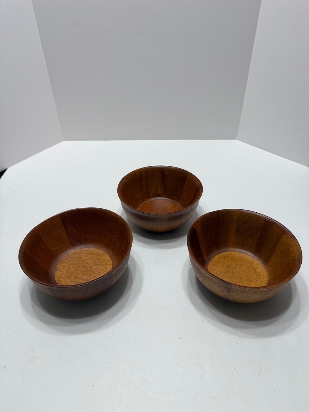 B. SMITH Mid-Century Wooden Serving Bowls in Rich Brown - Set of 3